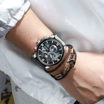 Relógio CURREN para os Homens de melhor Marca de Luxo Cronógrafo Desporto Relógios Mens de Couro Relógio de Quartzo do sexo Masculino relógio de Pulso Relógio Masculino
