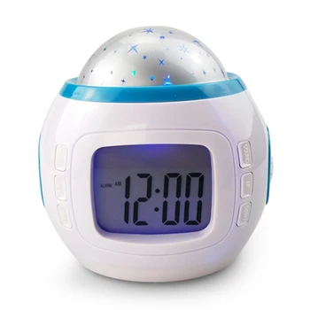 Relógio Despertador Digital Home Relógio Eletrônico Decorativos Música Estrelado Céu Estrelado Projeção De Despertar Relógio Despertador, Calendário, Termômetro Calendário