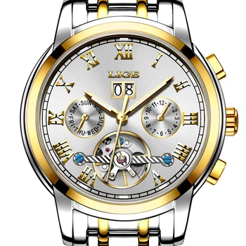 Relógios Mens Top de marcas de Luxo LIGE Máquinas Automáticas de aço Cheia de Assistir a Moda masculina Casual Impermeável Relógio Relógio Masculino
