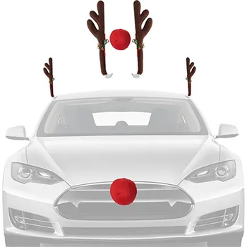 Renas De Natal Kit Para A Decoração Do Carro Jingle Bell Chifres Nariz De Férias Janela Do Carro Automático No Telhado Decoração Enfeite De Natal Conjunto