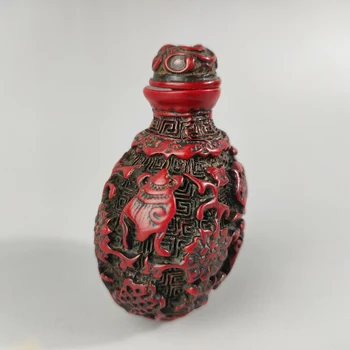 Requintado Chinês Tradicional Clássico De Artesanato Coleção Decoração Da Casa Dom Resina Vermelha De Peixes Auspicioso Padrão De Rapé Garrafa