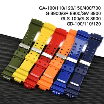 Resina Faixa de Relógio para Casio G-Shock GA-100/110/120/150/200/300/400/700 GD-100/120 G-8900 GW-8900 GLS-100 Alça Pulseira Bracelete