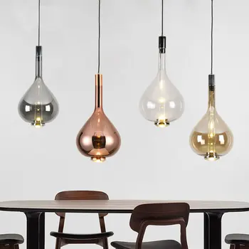 Restaurante moderno LED Candelabro bar café luminária de iluminação para quarto minimalista de arte de Vidro sala de Jantar luzes de Suspensão