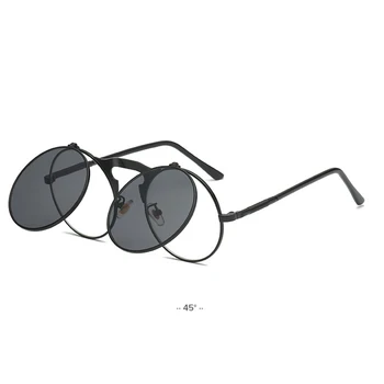 Retro Vintage Steampunk, Inverter-se Óculos de sol das Mulheres dos Homens Redondos de Armação de Metal de Óculos de Sol com Design com Dobradiça Vidros Curvos Pernas UV400