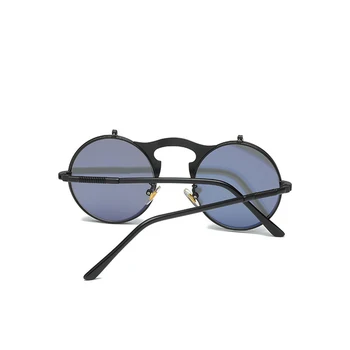 Retro Vintage Steampunk, Inverter-se Óculos de sol das Mulheres dos Homens Redondos de Armação de Metal de Óculos de Sol com Design com Dobradiça Vidros Curvos Pernas UV400