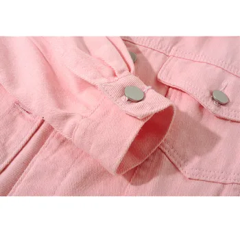 Rosa Branca, Jaqueta Jeans Para Mulheres Casuais Manga Três Quarto Curta A Roupa Nova Moda Solta 4 Cores De Calças De Brim Jaqueta Casaco Feminino