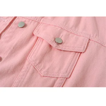 Rosa Branca, Jaqueta Jeans Para Mulheres Casuais Manga Três Quarto Curta A Roupa Nova Moda Solta 4 Cores De Calças De Brim Jaqueta Casaco Feminino