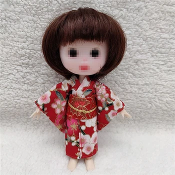 Roupas de boneca para 1/12 BJD Boneca de Alta Qualidade Quimono cor-de-Rosa Terno Ob11 Vestido da Boneca de Presente de Menina de Brinquedo Acessórios