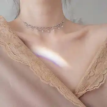 Ruifan Brilhantes de Strass de Cristal de Borla Gargantilha para as Mulheres do sexo Feminino coreano Colares da Moda Jóias Colar Colar YNC100