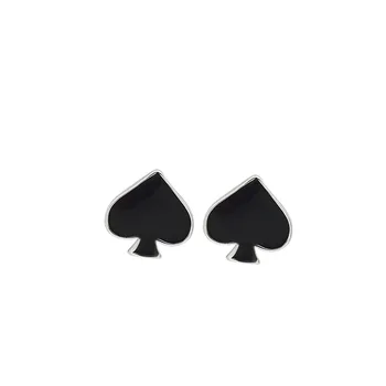 S925 esterlina brincos de pedras brinco de mulheres do sexo feminino poker cartas de espadas brincos de moda requintada brinco do parafuso prisioneiro da