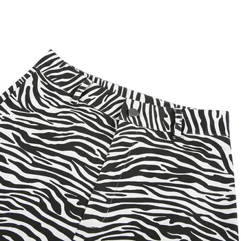 SHENGPALAE 2021 Moda Primavera Animal Print de Zebra de Perna Larga Calças para Mulheres Calças Casuais Sexy Cintura Alta Sino Inferior Calças ZA3070