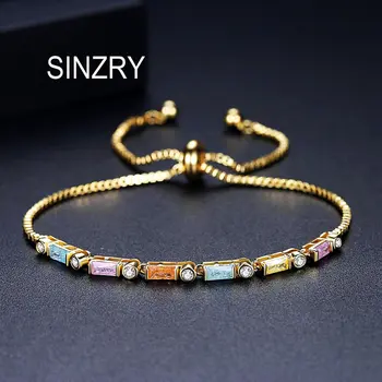 SINZRY novo colorido cúbicos de zircônia geometria slim sweety charme pulseiras de moda senhora coreano pulseira elegante