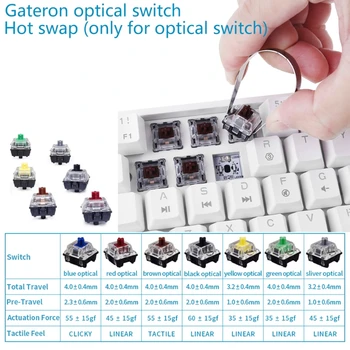 SK61 Mini Portátil 60% Teclado Mecânico Gateron Switches ópticos RGB Retroiluminado com Troca a Quente com Fio Teclado de Jogos para PC Mac