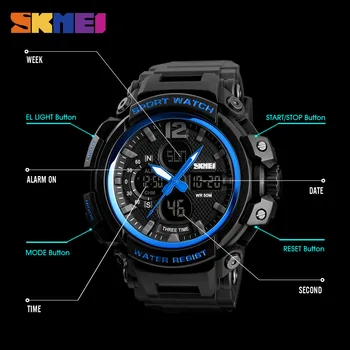 SKMEI Homens Relógio de 50M à prova d'água Digital de Moda, Relógios de Desporto ao ar livre dos Homens Relógios de pulso conjuntos de quarto de Saat Relógio Relógio Masculino 1343