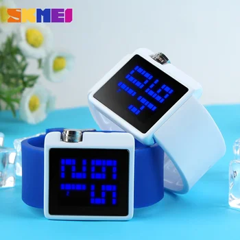SKMEI SCI-FI gratuito Chip LED Digital Mulheres Homens Relógio Quadrado de Tela Grande de Moda de Sílica Gel Pulseira de Relógio Amante de Eletrônica, Relógio de Pulso