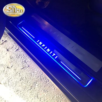 SNCN 4PCS Carro LED Soleira da Porta Para Infiniti FX35 FX37 FX30 FX50 Ultra-fino Acrílico LED Dinâmica de boas-Vindas Luz Raspar a Placa do Pedal