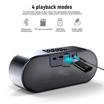 SPASH o Orador de Bluetooth LED sem Fio do Altifalante de Surround 3D Sound Rádio FM Relógio Despertador Apoio TF Cartão de Subwoofer Estéreo