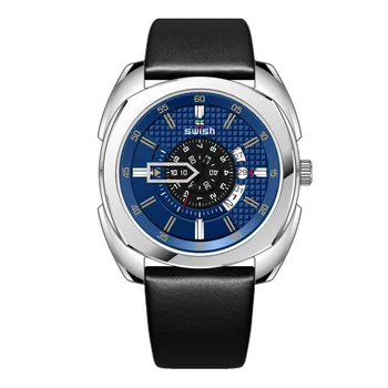 SWISH 2020 Mens Relógios de Marca de Luxo Impermeável Relógio de Quartzo do Homem Couro Moda Relógio de Pulso de Homens Relógio Relógio Masculino