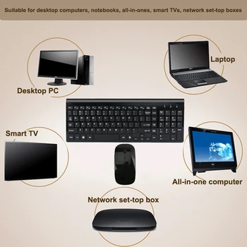 Sem Fios de 2,4 GHz Conjunto de Teclado e Rato Rato do PC 1200DPI Slim Teclado e Mouse Combo para a área de Trabalho do Computador Portátil Smart TV