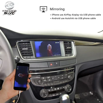 Sem fio CarPlay AndroidAuto Retrofit Caixa para Peugeot iSmart auto Wireless CarPlay para Peugeot 508 13-16 modelo de Espelhamento Link