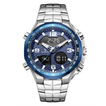 Senors Dual Display Relógios de pulso Relógio esportivo Cronógrafo Alarme 30M à prova d'água Calendário Completo de Quartzo de Pulso
