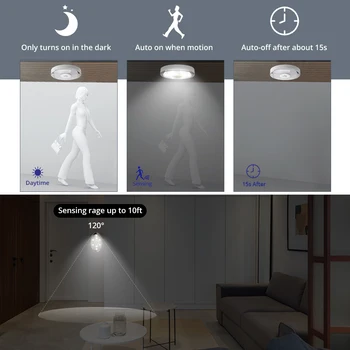Sensor de movimento LEVOU Luzes Cozinha da Bateria Sob o Armário Lâmpada da Noite Escadas/Closet/guarda-Roupa de Iluminação LED Puck Luzes Natural, Branco