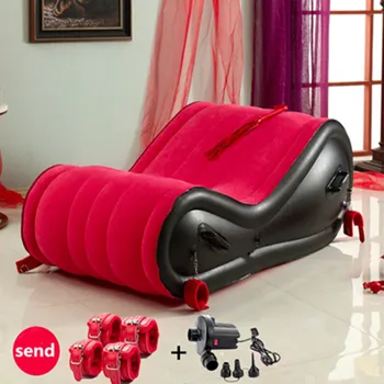 Sexo Inflável Almofada Travesseiro Com Algema De Veludo Macio Móveis Da Sala Preguiçoso Coussin Cadeira Para Adultos Casal Erótico De Casal