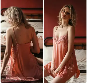 Sexy Pijamas Mulheres De Verão Lado Pulseira De Senhora De Renda A Tentação Nightdress Homewear Lua De Mel, Casal De Noivos Presente