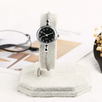 Slim Rodada da Senhora da Faixa de relógio de Pulso Analógico Mostrador do Relógio de Braceletes Resistente ao Choque Bangle Cuff Relógios para Mulheres Luxo