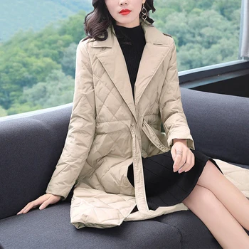 Sllsky de Inverno de comprimento Médio Casacos de Algodão Mulheres 2020 Nova Versão coreana cinto de segurança Ajustável Solta Casaco Quente Casual senhora Parkas