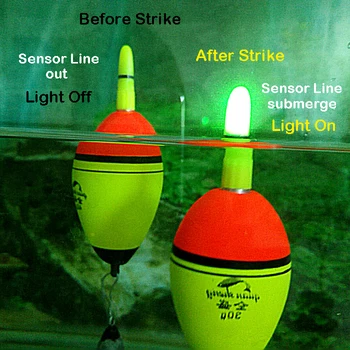 Smart Bóia de Pesca de Alarme de Peixe Morder a Isca LED acender a Luz Noturna Automática Eletrônica de EVA Bóia Greve Indicador de Alerta Bobber