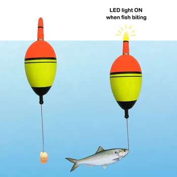 Smart Bóia de Pesca de Alarme de Peixe Morder a Isca LED acender a Luz Noturna Automática Eletrônica de EVA Bóia Greve Indicador de Alerta Bobber