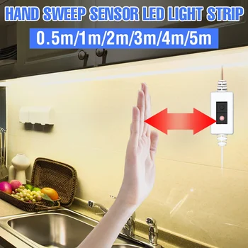 Sob a Luz do Armário do USB 5V Mão Varrer Mudar o Smart Luz da Cozinha 1/2/3/4/5M Impermeável do DIODO emissor de Tira de Fita de Led, Fitas de guarda-Roupa da Lâmpada