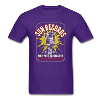 Sol Registros Microfone Rock dos Homens T-Shirt Retro Alta Qualidade de DIA dos NAMORADOS Homens Tops, T-Shirt Gola Redonda Algodão Tees