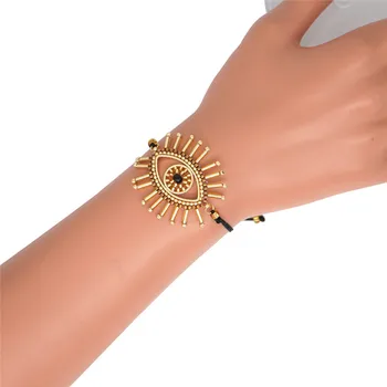 Sorte Olho MIYUKI Bracelete Para as Mulheres da Boêmia Artesanal braçadeira Ajustável Bracelete Chain de ourivesaria civil que incide Presentes