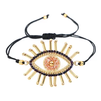 Sorte Olho MIYUKI Bracelete Para as Mulheres da Boêmia Artesanal braçadeira Ajustável Bracelete Chain de ourivesaria civil que incide Presentes