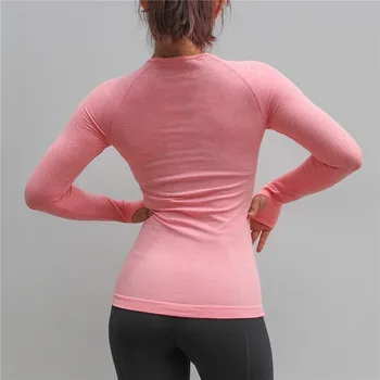 Sportswear Yoga Camisa Mulheres de Fitness Yoga Sport Top de Manga Longa Jersey Elástico Mulheres de Treinamento de Ginástica com T-shirt de Vestuário de Desporto