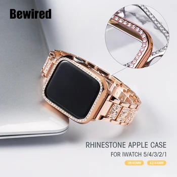 Strass Assista Case Capa para Apple Relógio SE 4/5/6 40MM 44MM Diamante de Caso para o IWatch Série 1/2/3 38MM 42MM caixa de Relógio