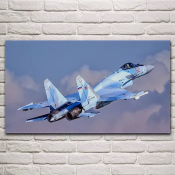 Su 35 aeronaves super manobrável geração de caça de 4 de tecido cartaz na sala home parede decorativo de lona arte de impressão KM340