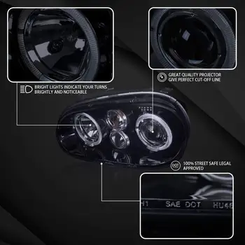 Sulinso Para Volkswagen Golf GTI MK4 [Preto Brilhante] Halo Projetor Faróis