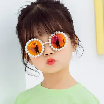 TEENYOUN 2021 Crianças Rodada Pérola Óculos de sol Para o menino Menina Marca Tons Espelho Criança de Óculos de Sol UV400