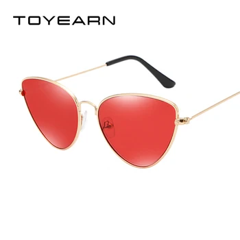 TOYEARN Vintage Senhoras Sexy de Olhos de Gato de Óculos de sol das Mulheres da Moda Vermelho Claro Óculos de Armação de Metal de Óculos de Sol Para mulheres UV400