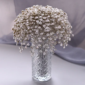 TRiXY HF02 Brilhante Buquê de Casamento de Diamante Buquê de Noiva Acessórios de Noiva de Broche de Flor Buquê de Noiva, Buquê de Flores de Cristal