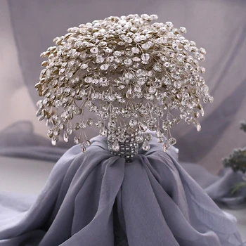 TRiXY HF02 Brilhante Buquê de Casamento de Diamante Buquê de Noiva Acessórios de Noiva de Broche de Flor Buquê de Noiva, Buquê de Flores de Cristal