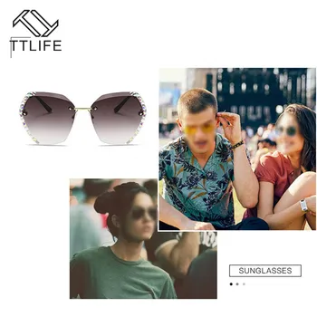 TTLFE Marrom Óculos de Diamante Mulheres Famosa Marca de Luxo de Design Sexy Diamante Praça de Óculos de Sol Feminino Sombras para Mulheres