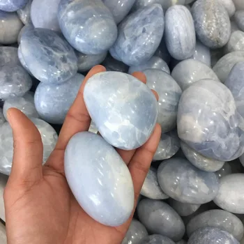 Tamanho bonito azul natural celestino de Cristal de pedra preciosa, meditação, reiki, cura de cristal palmstone presente de casamento Madagascar atacado