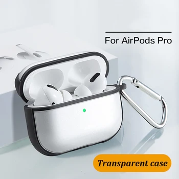 Tampa Transparente Para A Apple Airpods Pro Caso Fosco Capa Transparente Para AirPods 3 Acessórios Com Porta-Chaves De Gancho Do Fone De Ouvido Caso Difícil