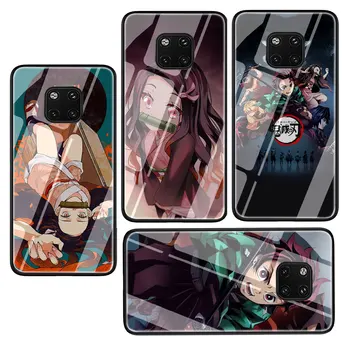 Tampa do telefone Caso de Anime Demon Slayer Kimetsu Não Yaiba de Vidro Temperado para Huawei Mate P 10 20 Lite Pro Y9 Honra 8X 7A