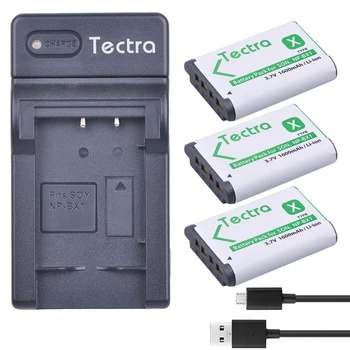 Tectra 3Pcs NPBX1 NP-BX1 bateria pack + Digital USB Carregador para Sony HDR-AS100v AS30 AS15 DSC-RX100 HX400 WX350 Câmeras