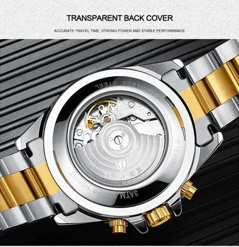 Tevise Marca de Topo Homens Relógios Mecânicos Automáticos Esse Relógio Famoso design de Moda Luxo do Ouro Relógio Relógio Masculino